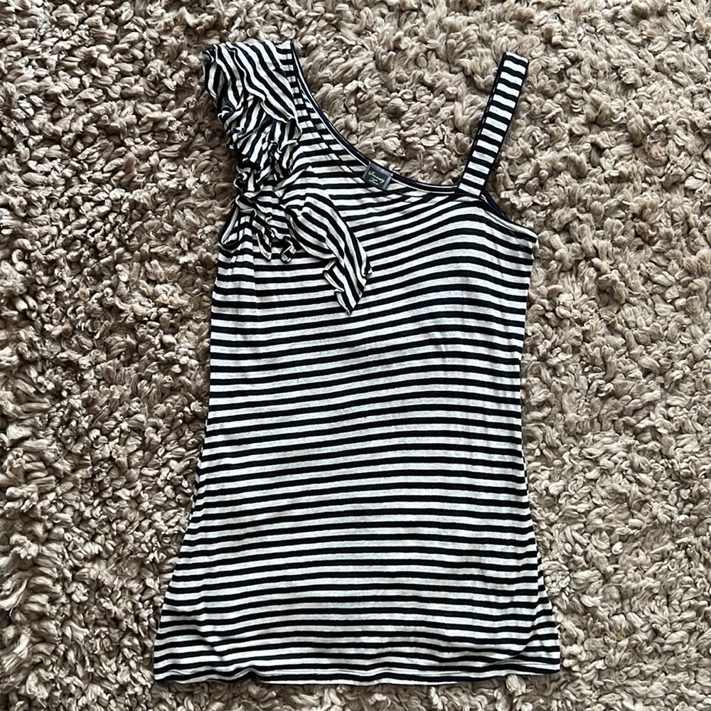 Seventy Two Changes Black Beige Stripe Top Size Medium
